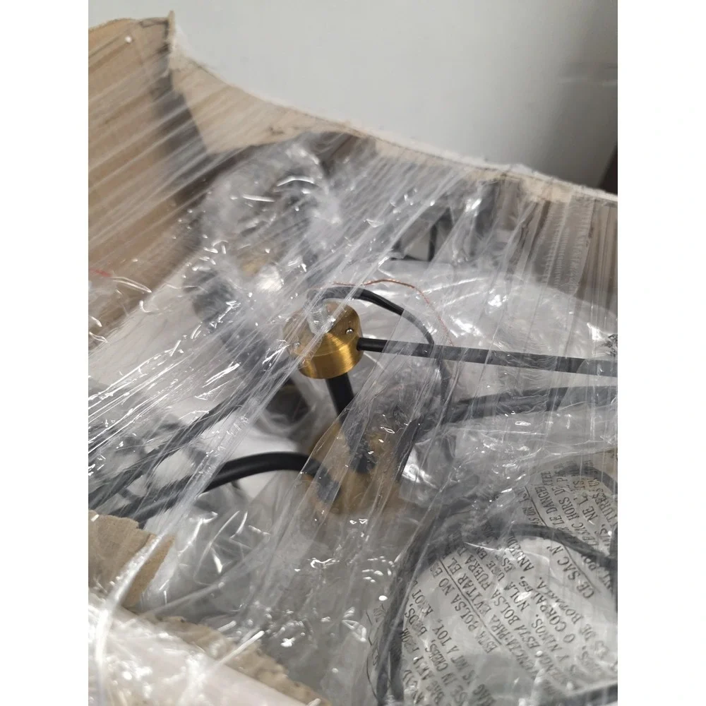 💡 Locke 3-Light Black &‎ Antique Gold Chandelier Clear Glass Open Box